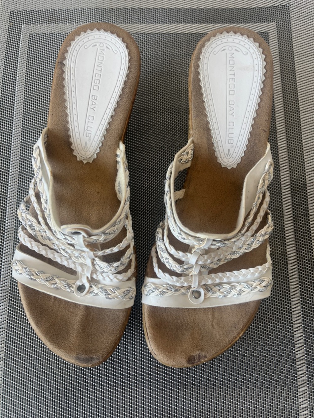 Montego Bay Club Women's White Braided Multi-Strap Slide Sandals